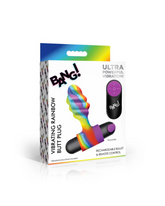 Bang Vibrating Rainbow Butt Plug with Rechargeable Bullet and Remote Control Butt Plugs - Vibrating